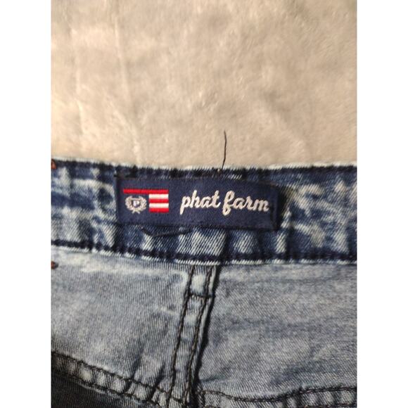 Phat Farm Jeans Mens 34x32 Stretch Skinny Biker Acid Wash Blue Size Retro Y2K - Picture 11 of 14